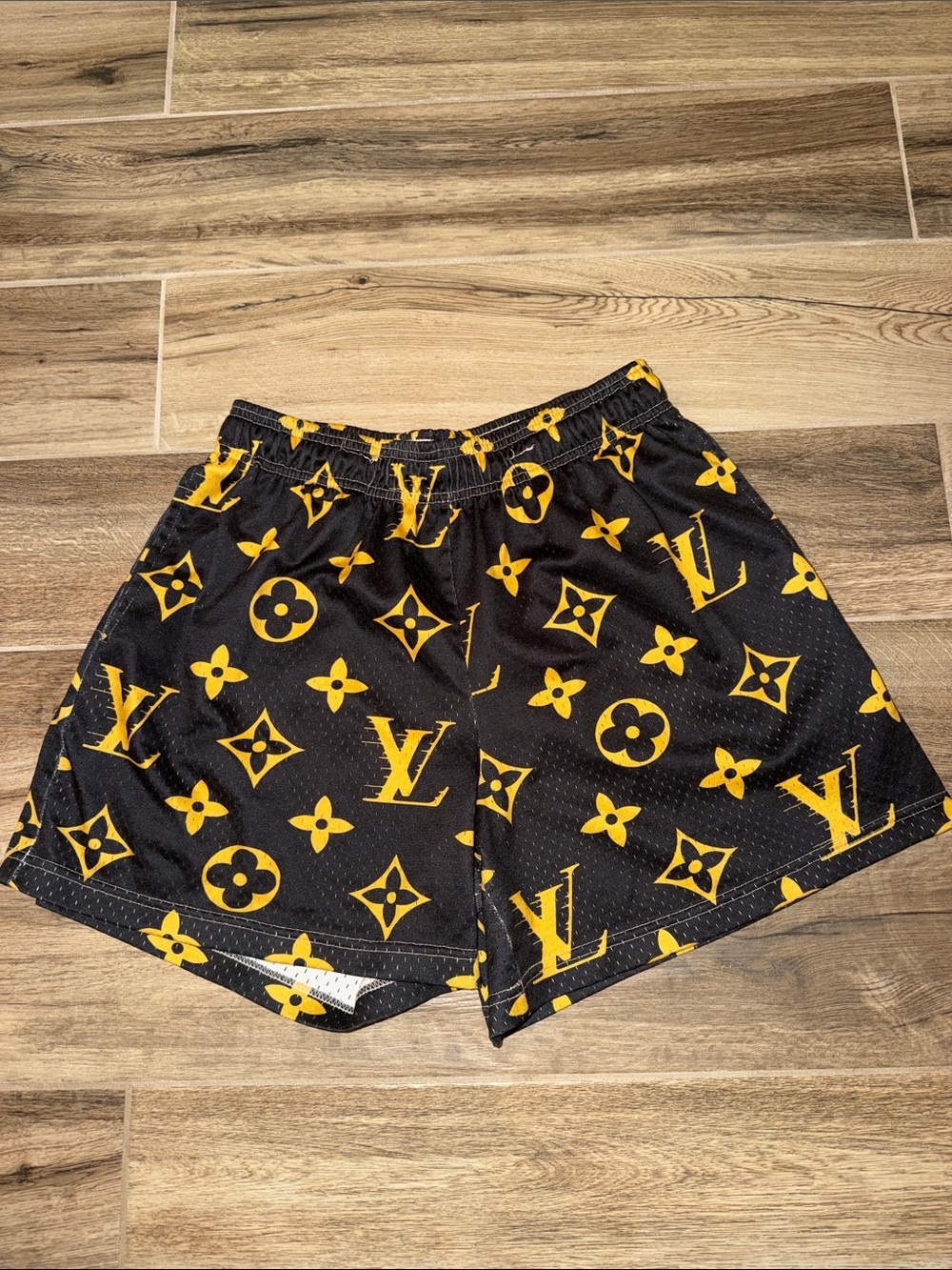 Bravest Studios Rare LV Monogram Mesh Shorts Black Yellow Men's M